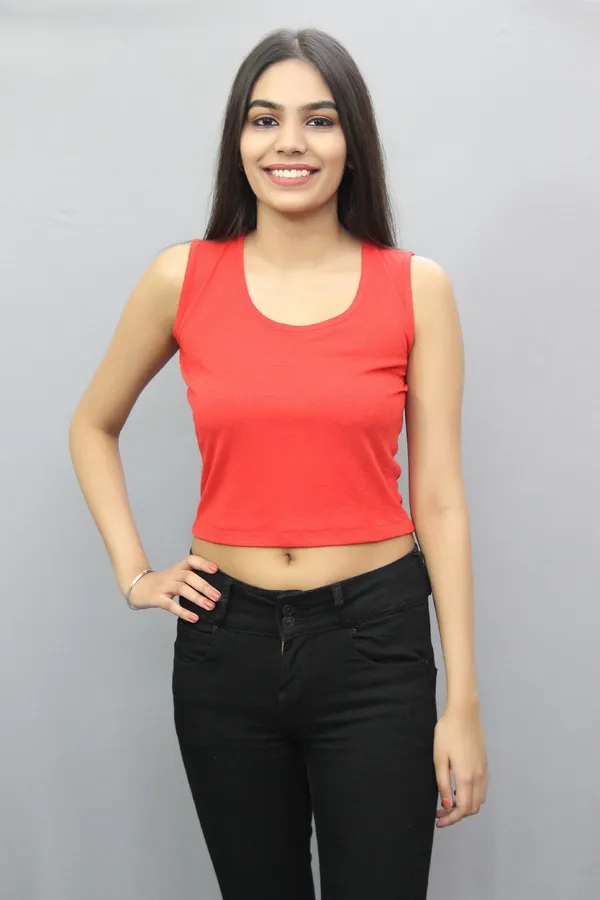 Red_Casual_Solid_Tops_For_Women