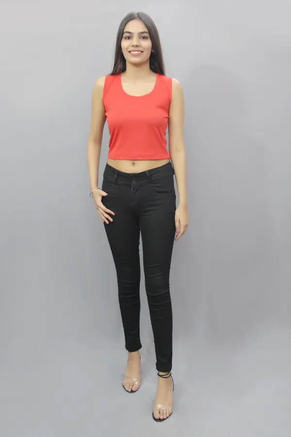 Red_Casual_Solid_Tops_For_Women