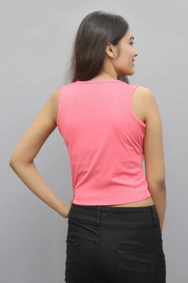 Peach_Casual_Solid_Tops_For_Women