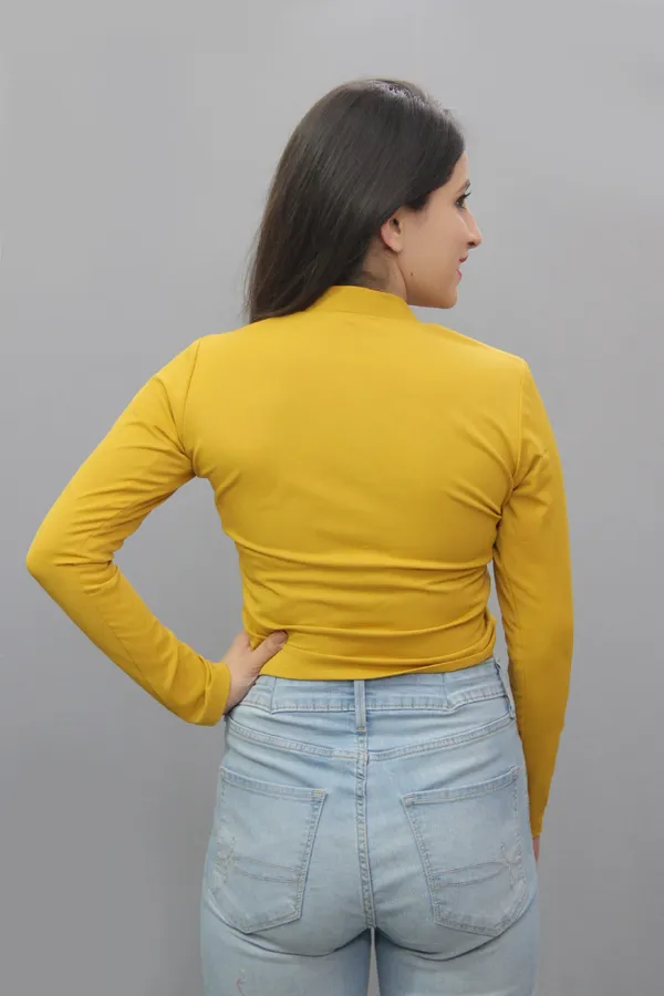 Yellow_Casual_Solid_Tops_For_Women