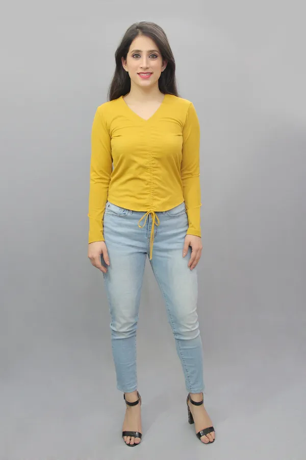 Yellow_Casual_Solid_Tops_For_Women