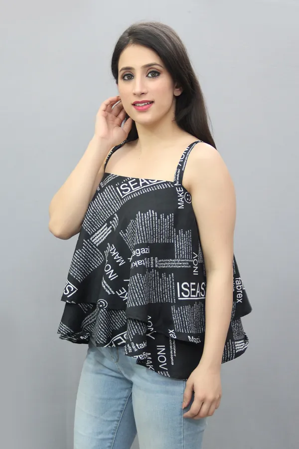 Black_Casual_Printed_Tops_For_Women