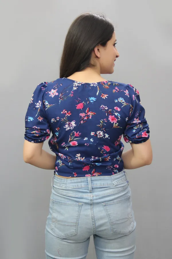 Blue_Casual_Floral_Print_Tops_For_Women