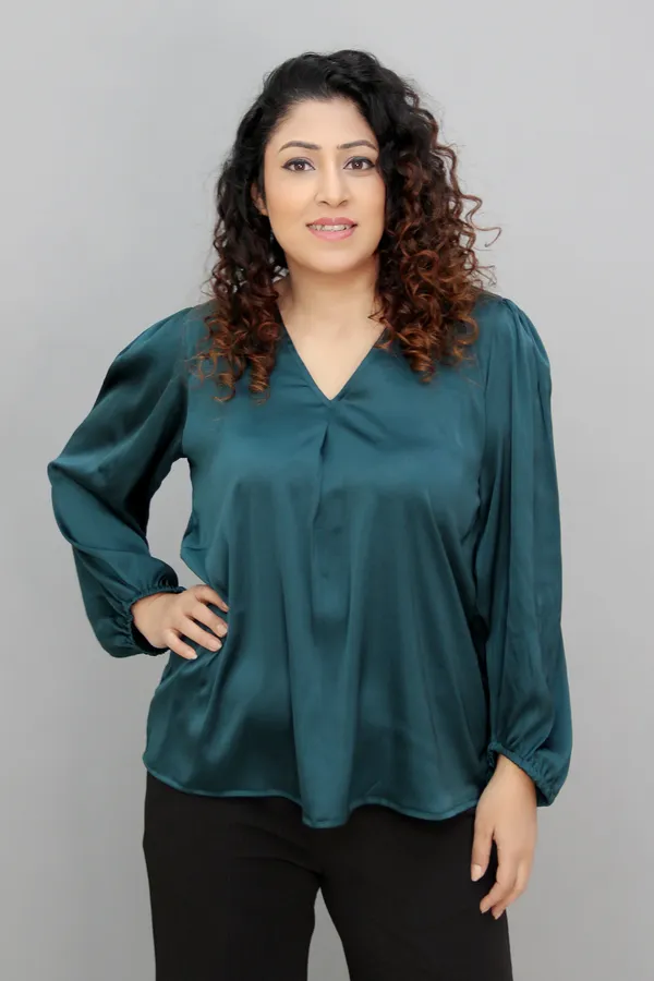 Casual_Solid_Women_Dark_Green_Top