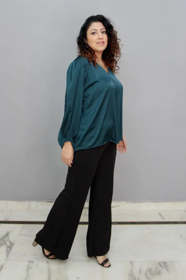 Casual_Solid_Women_Dark_Green_Top
