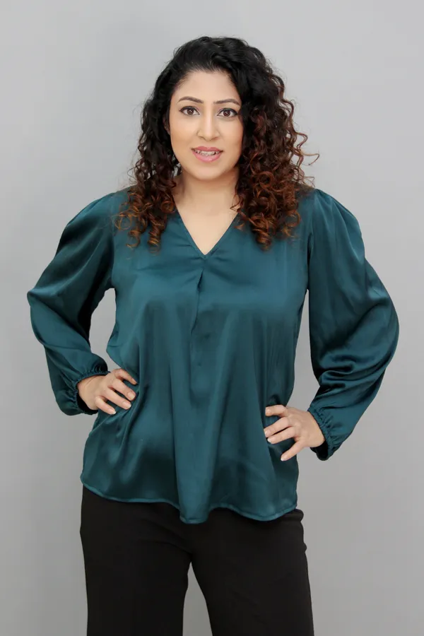 Casual_Solid_Women_Dark_Green_Top