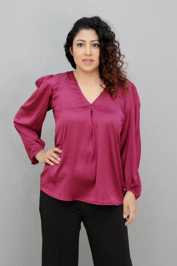 Wine_Formal_Solid_Tops_For_Women