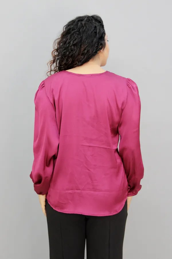 Wine_Formal_Solid_Tops_For_Women