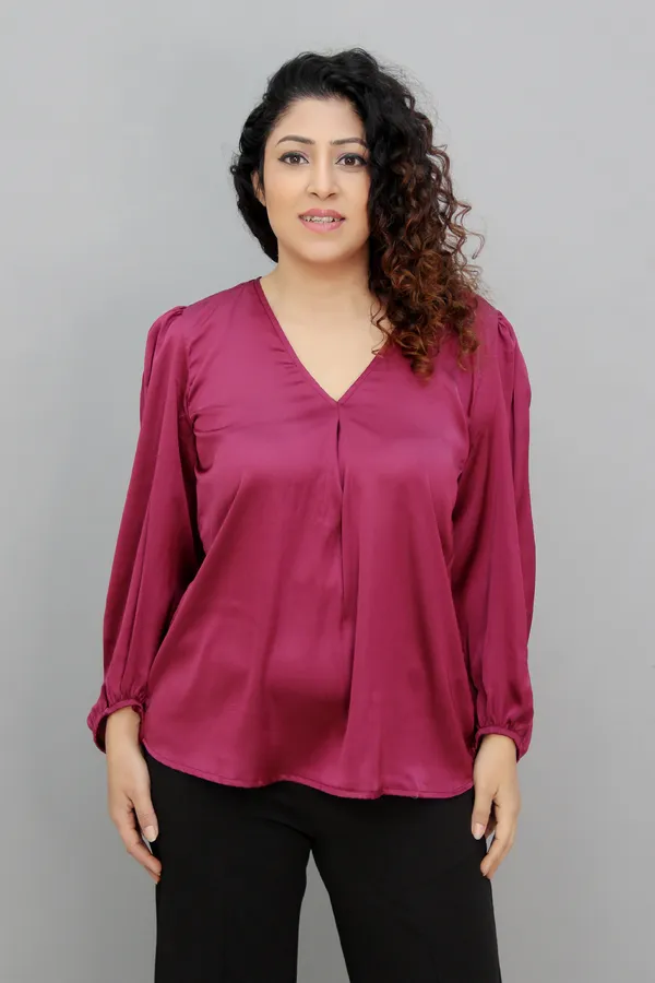 Wine_Formal_Solid_Tops_For_Women