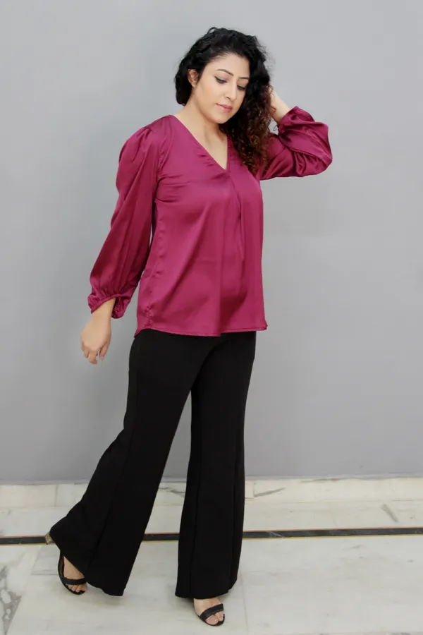 Wine_Formal_Solid_Tops_For_Women