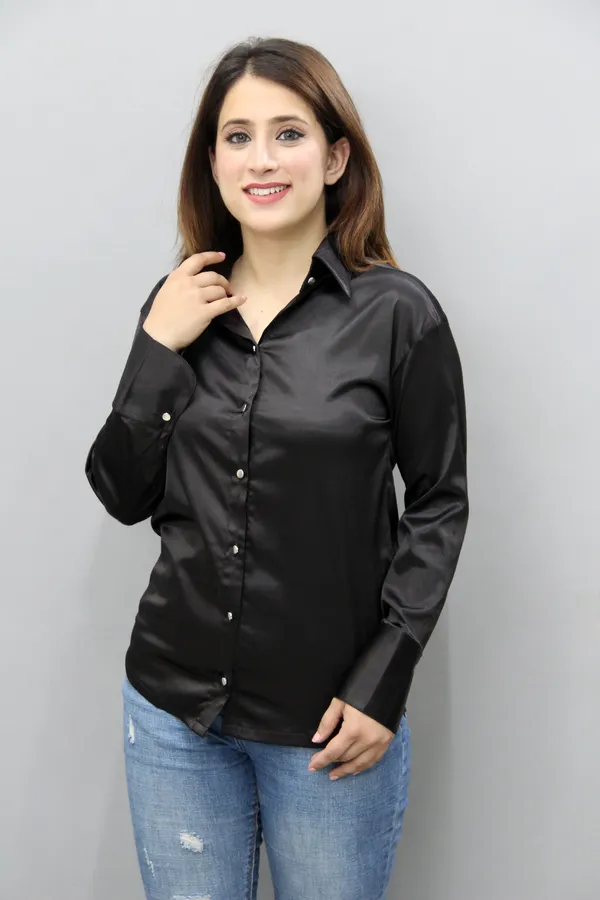Black_Satin_Full_Sleeve_Solid_Hip_Length_Regular_Fit_Shirt_For_Women