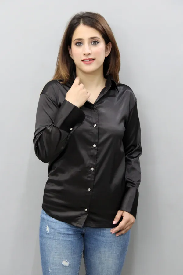 Black_Satin_Full_Sleeve_Solid_Hip_Length_Regular_Fit_Shirt_For_Women