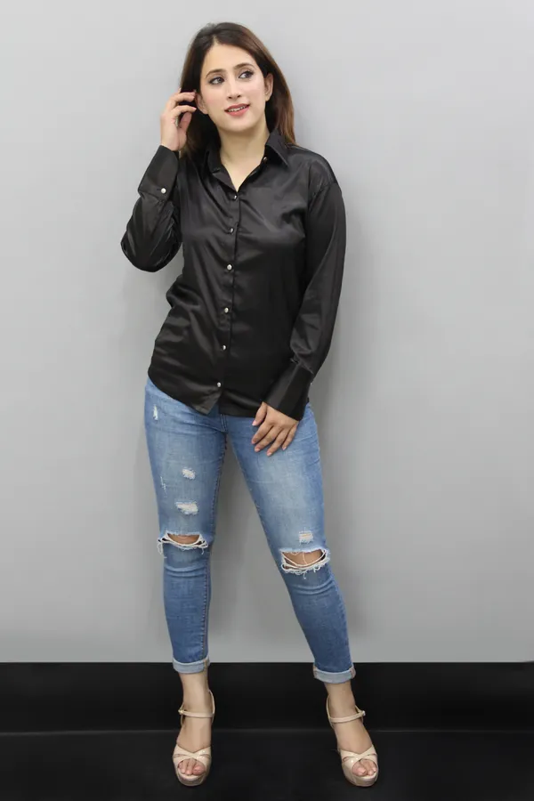 Black_Satin_Full_Sleeve_Solid_Hip_Length_Regular_Fit_Shirt_For_Women