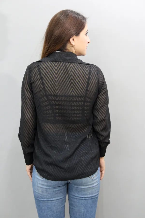 Black_Georgette_Full_Sleeve_Self_Design_Hip_Length_Regular_Fit_Shirt_For_Women