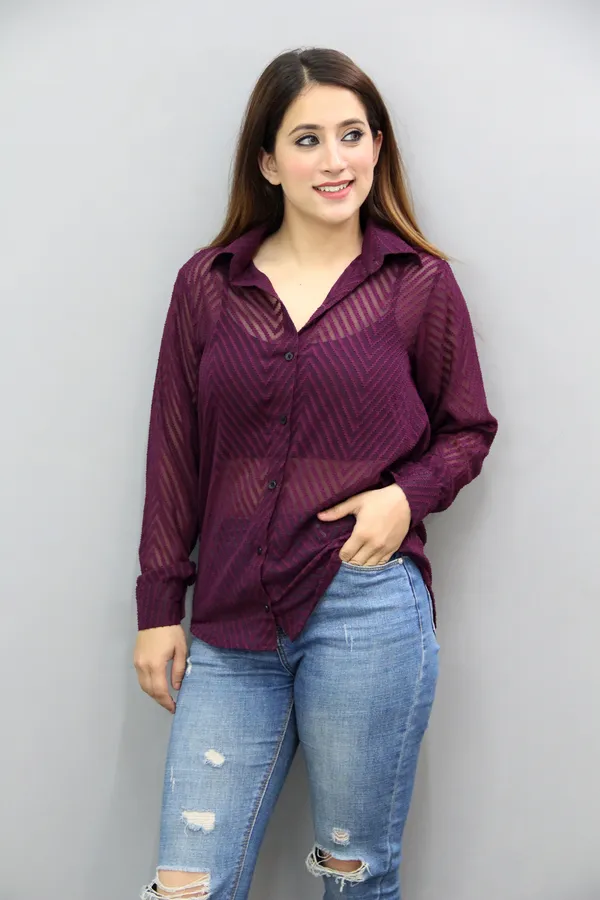 Purple_Georgette_Full_Sleeve_Self_Design_Hip_Length_Regular_Fit_Shirt_For_Women