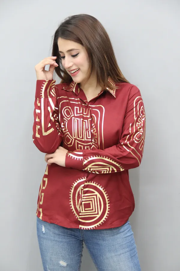 Maroon_&_Gold_Viscose_Rayon_Full_Sleeve_Printed_Hip_Length_Regular_Fit_Shirt_For_Women