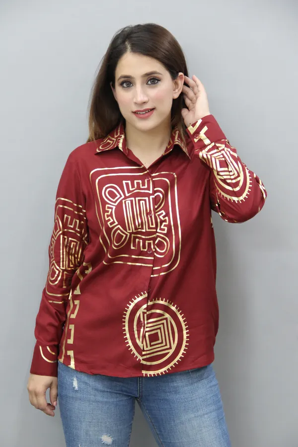 Maroon_&_Gold_Viscose_Rayon_Full_Sleeve_Printed_Hip_Length_Regular_Fit_Shirt_For_Women