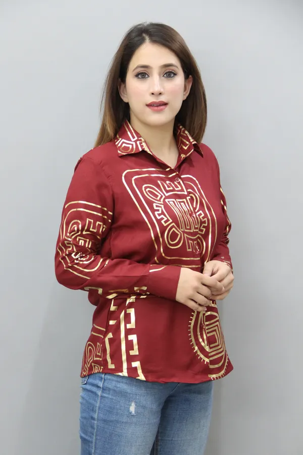 Maroon_&_Gold_Viscose_Rayon_Full_Sleeve_Printed_Hip_Length_Regular_Fit_Shirt_For_Women