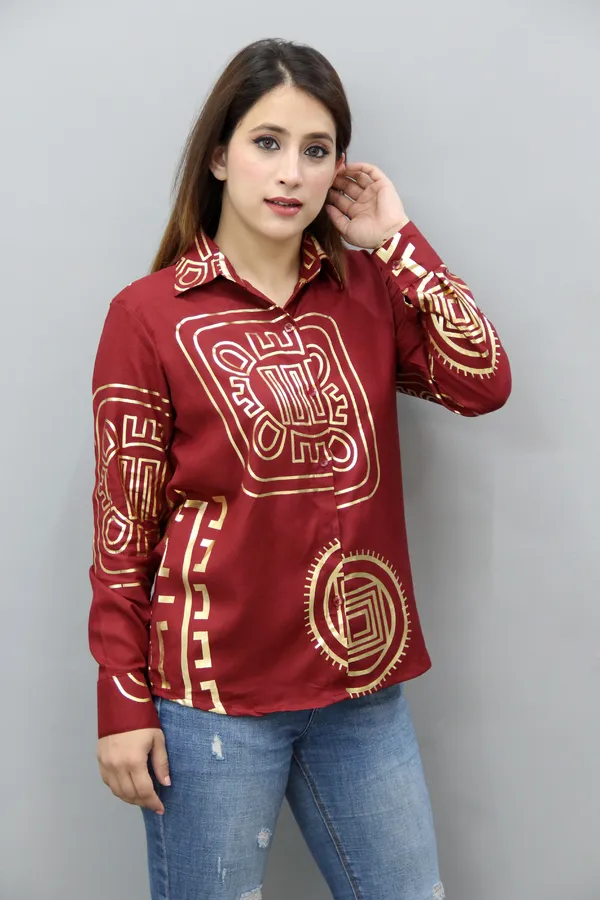 Maroon_&_Gold_Viscose_Rayon_Full_Sleeve_Printed_Hip_Length_Regular_Fit_Shirt_For_Women