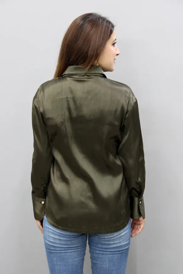 Dark_Green_Satin_Full_Sleeve_Solid_Hip_Length_Regular_Fit_Shirt_For_Women