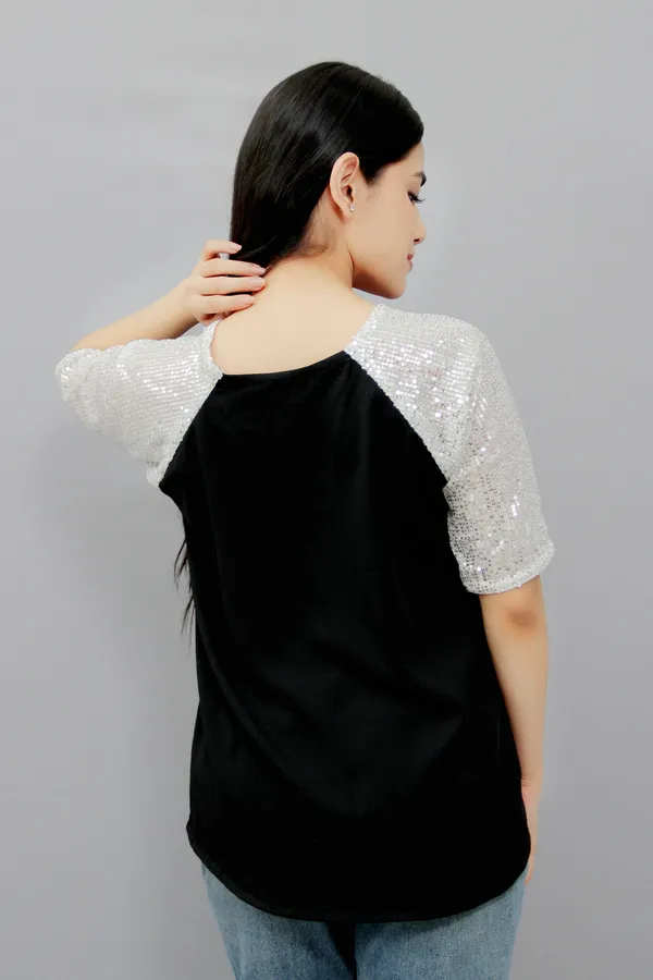 Black_Casual_Embellished_Tops_For_Women