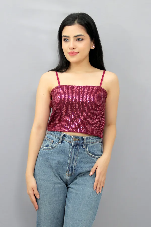 Red_Party_Embellished_Tops_For_Women