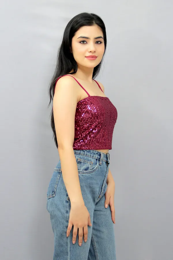 Red_Party_Embellished_Tops_For_Women