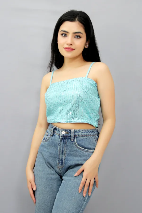 Light_Green_Party_Embellished_Tops_For_Women