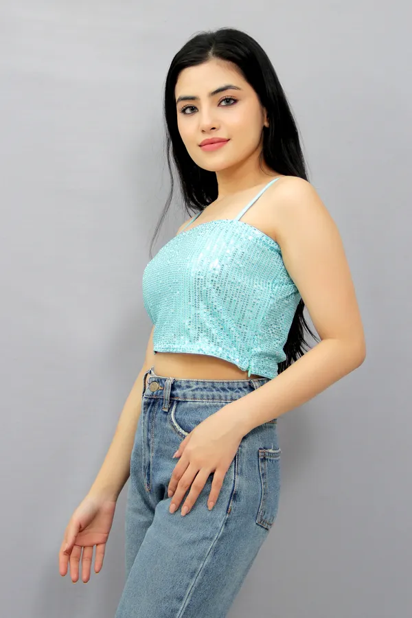 Light_Green_Party_Embellished_Tops_For_Women