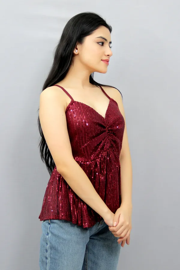 Red_Party_Embellished_Tops_For_Women