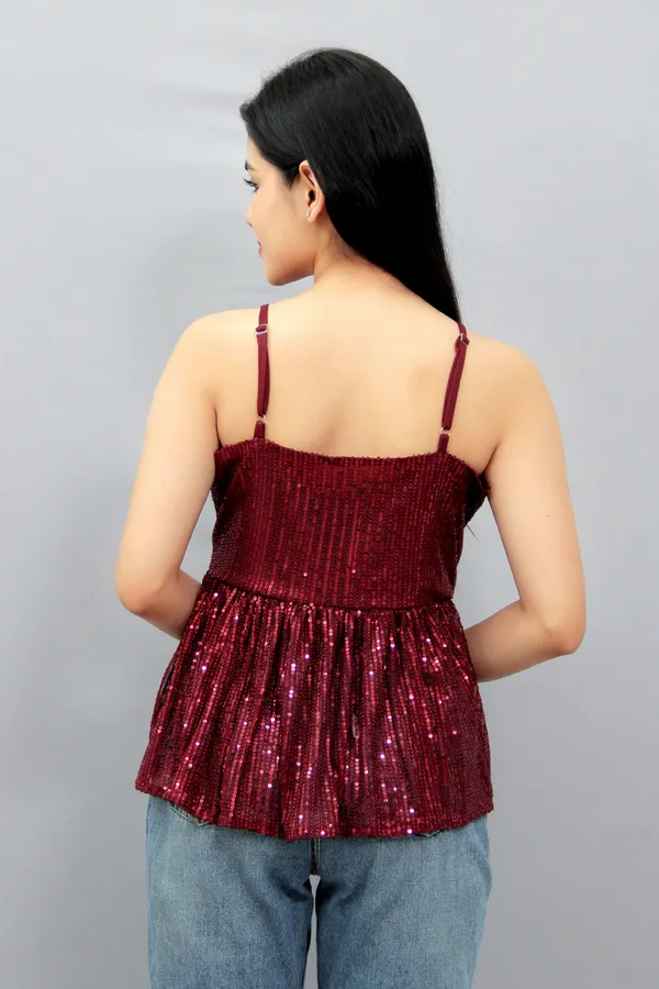 Red_Party_Embellished_Tops_For_Women