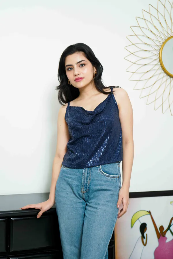 Casual_Embellished_Women_Blue_Top