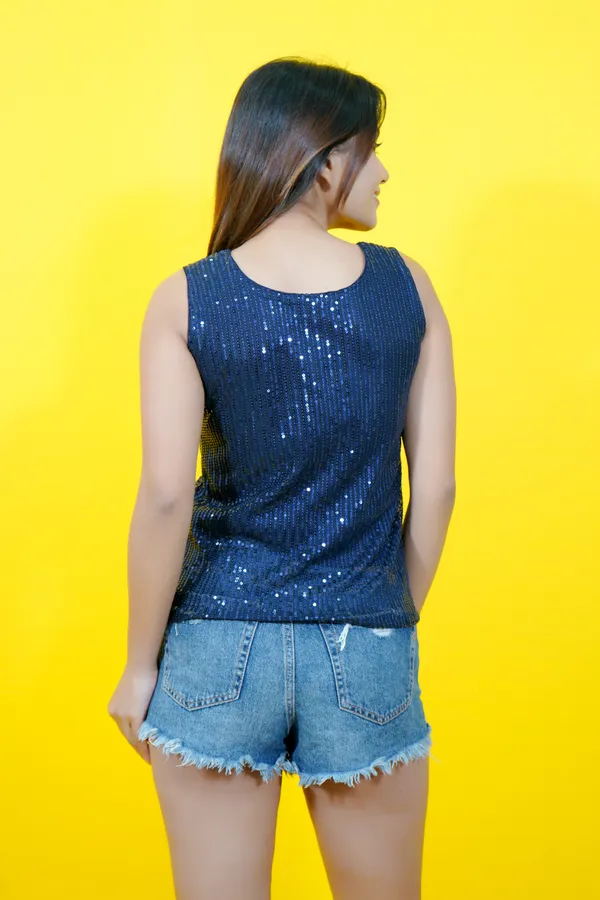 Blue_Casual_Embellished_Tops_For_Women