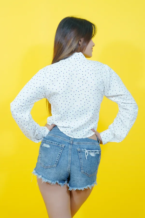 White_&_Blue_Cotton_Blend_Full_Sleeve_Printed_Crop_Relaxed_Fit_Shirt_For_Women