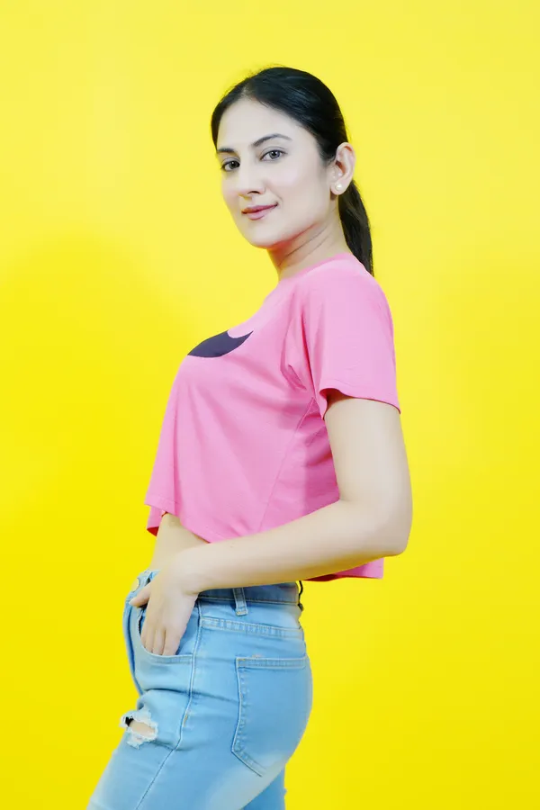 Pink_Polycotton_Printed_Short_Sleeve_Round_Neck_Comfort_Fit_Crop_T_Shirt_For_Women