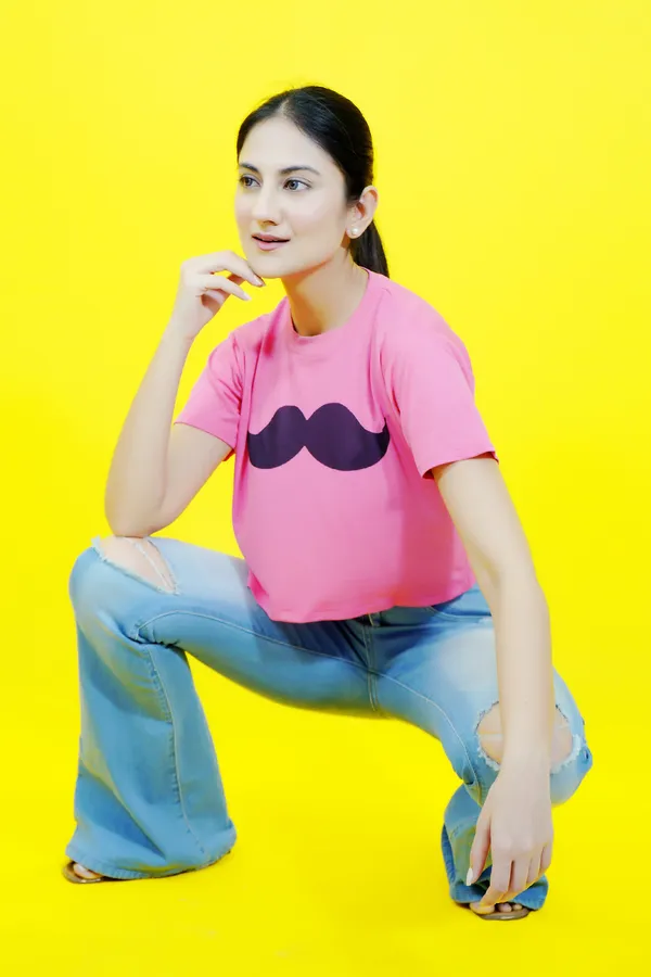 Pink_Polycotton_Printed_Short_Sleeve_Round_Neck_Comfort_Fit_Crop_T_Shirt_For_Women