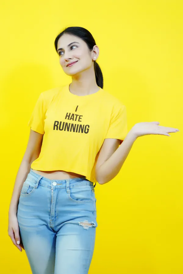Yellow_Polycotton_Sporty_Short_Sleeve_Round_Neck_Comfort_Fit_Crop_T_Shirt_For_Women