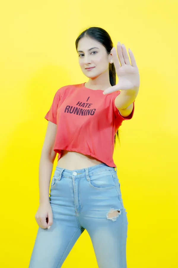 Red_Polycotton_Sporty_Short_Sleeve_Round_Neck_Comfort_Fit_Crop_T_Shirt_For_Women