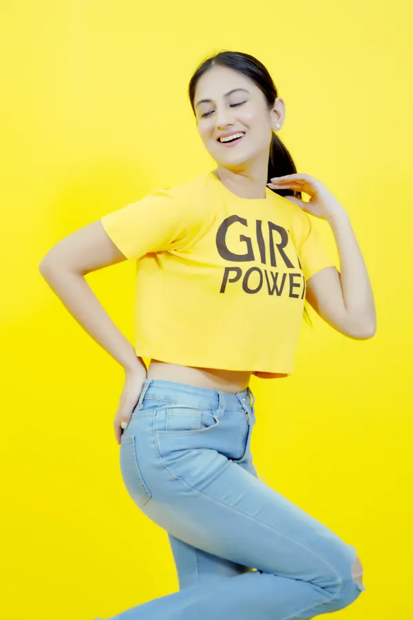 Yellow_Polycotton_Sporty_Short_Sleeve_Round_Neck_Comfort_Fit_Crop_T_Shirt_For_Women
