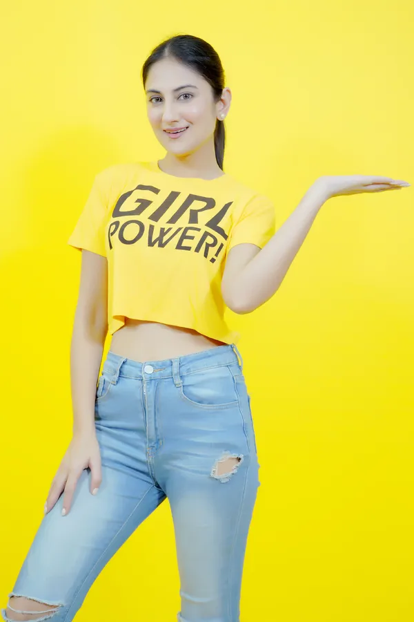 Yellow_Polycotton_Sporty_Short_Sleeve_Round_Neck_Comfort_Fit_Crop_T_Shirt_For_Women