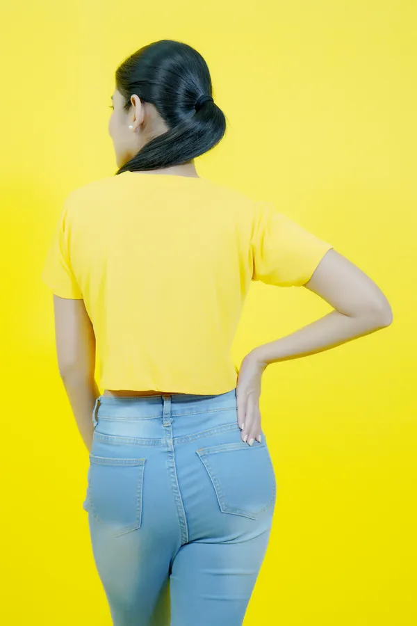 Yellow_Polycotton_Sporty_Short_Sleeve_Round_Neck_Comfort_Fit_Crop_T_Shirt_For_Women