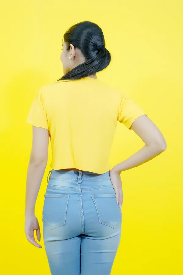 Yellow_Polycotton_Sporty_Short_Sleeve_Round_Neck_Comfort_Fit_Crop_T_Shirt_For_Women