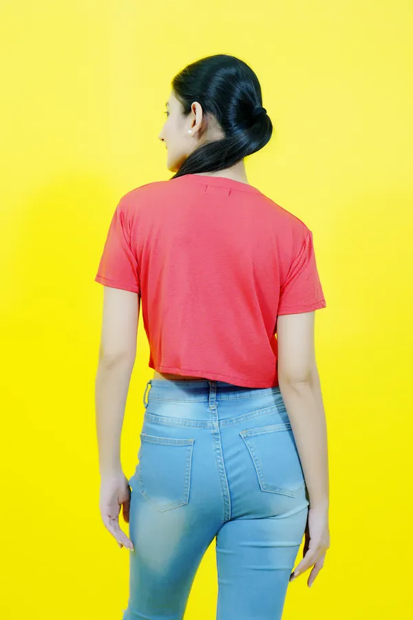 Red_Polycotton_Sporty_Short_Sleeve_Round_Neck_Comfort_Fit_Crop_T_Shirt_For_Women