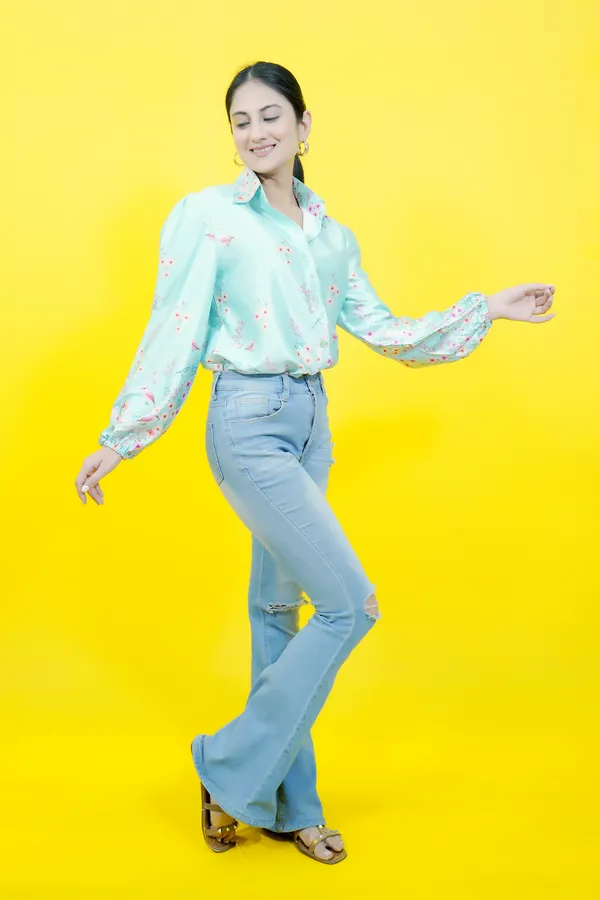 Light_Green_Satin_Full_Sleeve_Floral_Print_Hip_Length_Relaxed_Fit_Shirt_For_Women