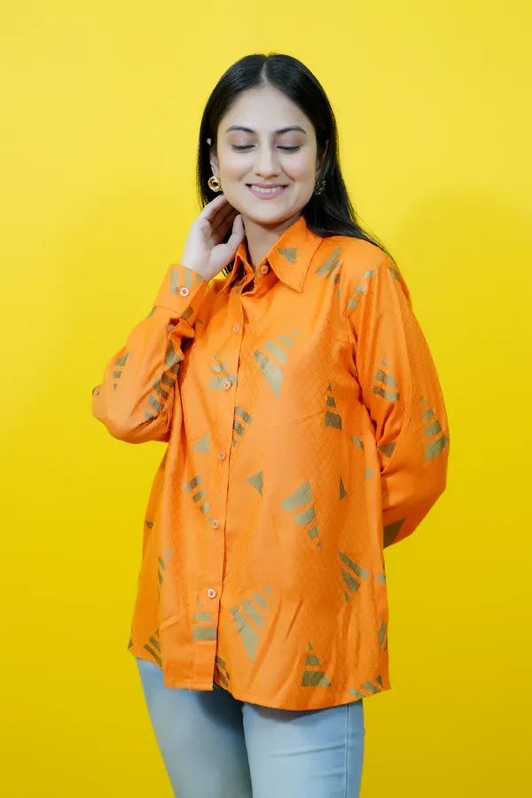 Orange_Cotton_Blend_Full_Sleeve_Printed_Hip_Length_Relaxed_Fit_Shirt_For_Women