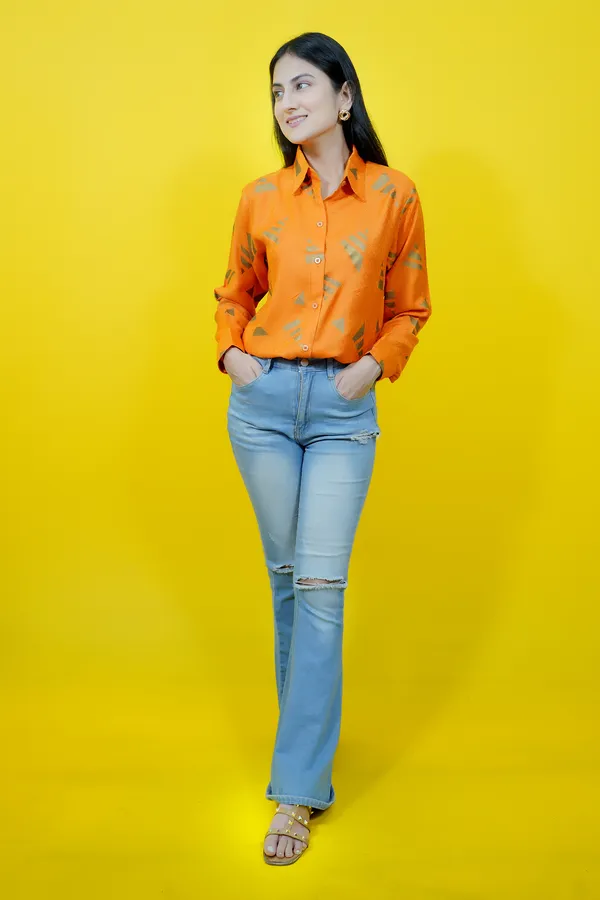 Orange_Cotton_Blend_Full_Sleeve_Printed_Hip_Length_Relaxed_Fit_Shirt_For_Women