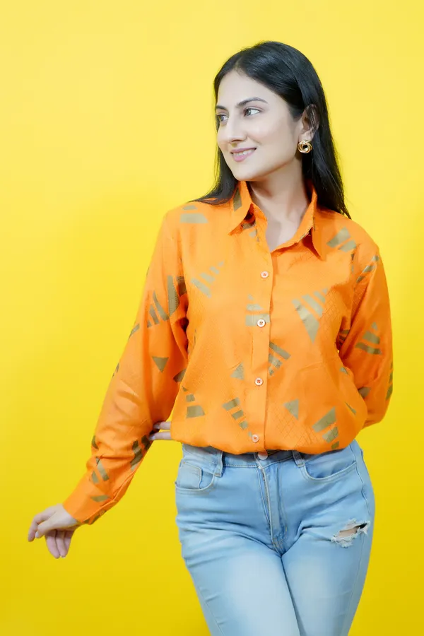 Orange_Cotton_Blend_Full_Sleeve_Printed_Hip_Length_Relaxed_Fit_Shirt_For_Women
