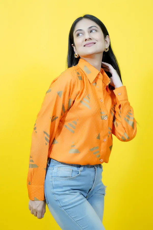 Orange_Cotton_Blend_Full_Sleeve_Printed_Hip_Length_Relaxed_Fit_Shirt_For_Women