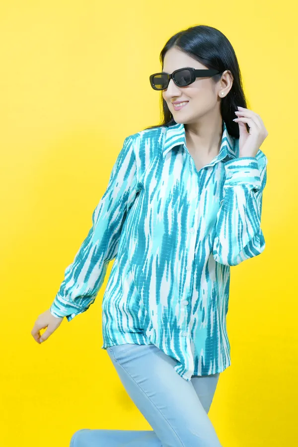 Blue_&_White_Cotton_Blend_Full_Sleeve_Printed_Hip_Length_Relaxed_Fit_Shirt_For_Women