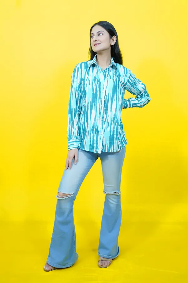 Blue_&_White_Cotton_Blend_Full_Sleeve_Printed_Hip_Length_Relaxed_Fit_Shirt_For_Women